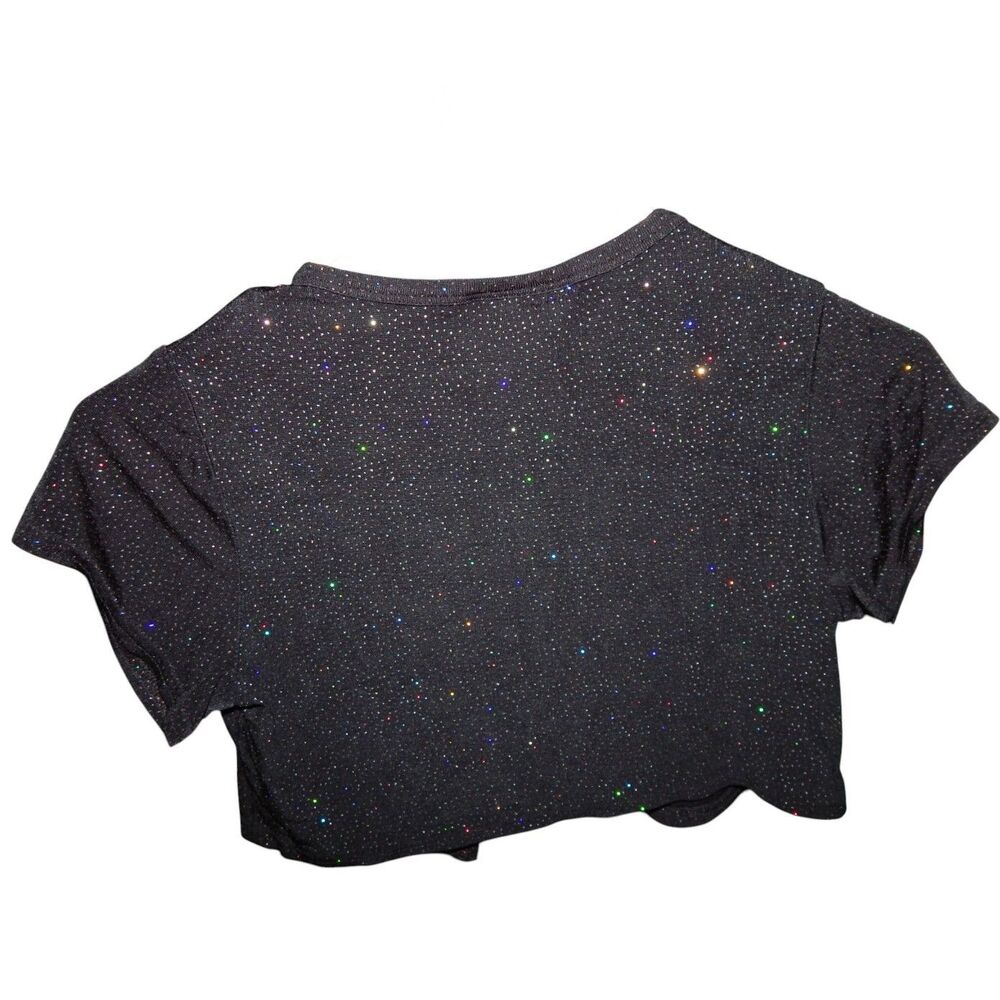 ALL THAT JAZZ girls medium 7/8 stretchy black rhinestone pullover t-shirt cover - Picture 5 of 6